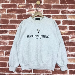 Vintage Silvio Valentino Italy Sweatshirt Crewneck Embroiderey Big Logo Jumper Pullover Sweatshirt Size Medium
