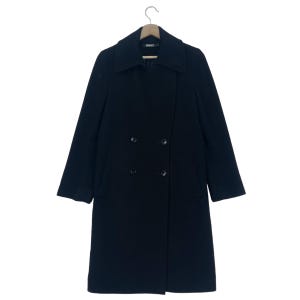 Vintage DKNY By Donna Karan New York Wool Black Coat Double Brested Long Coat Size Medium