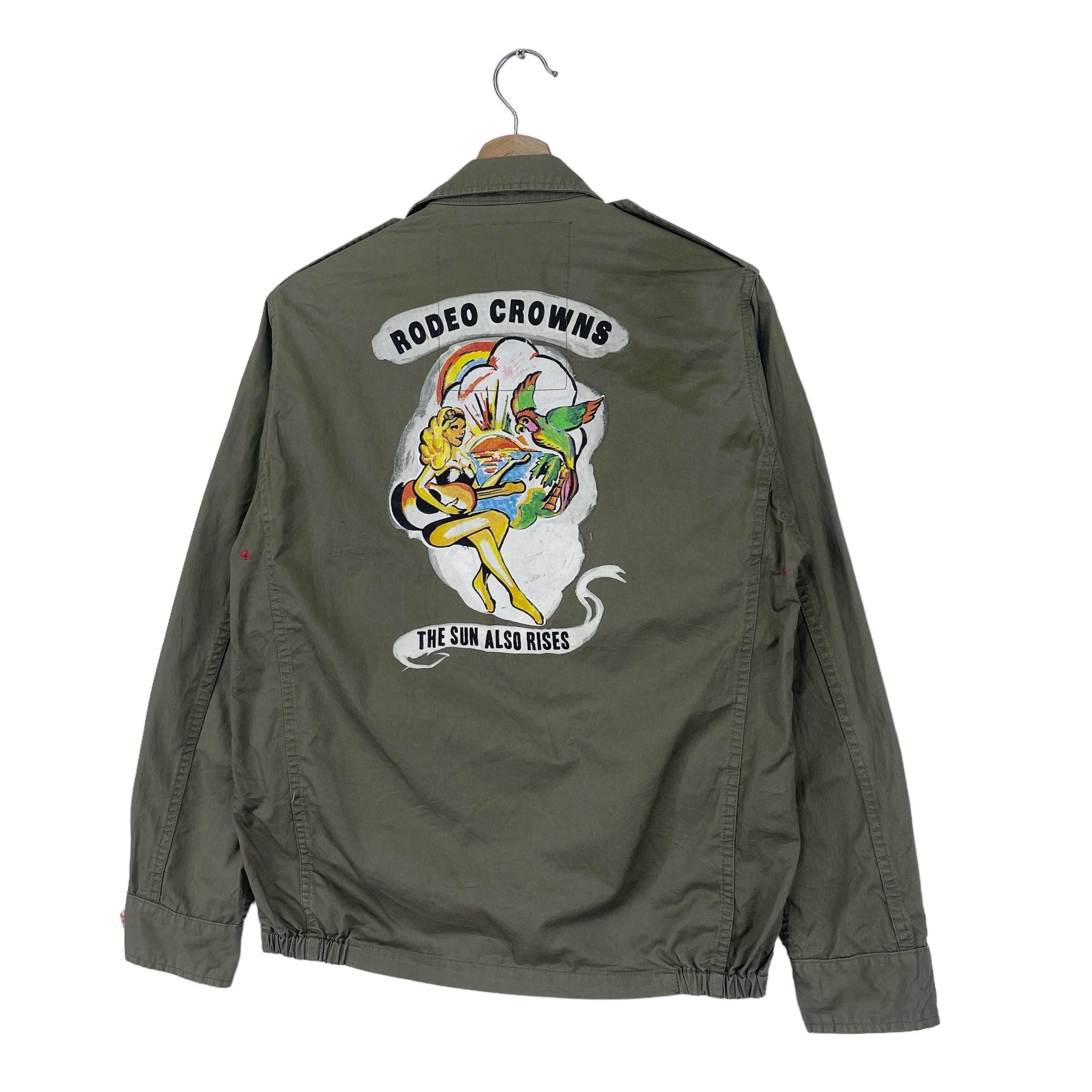 Vintage Rodeo Crown Jacket Button Green Army Cotton Field Jacket