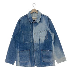 Vintage 90’s GAP Chore Jacket Button Worker Faded Blue Denim Jacket Size Medium Made In USA
