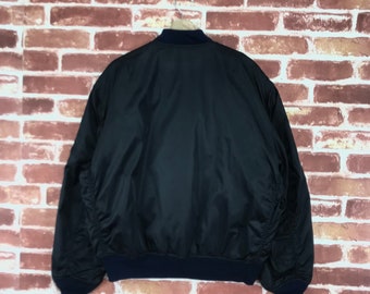 Vintage Air Force Flight Jacket Zipper Black Bomber Jacket Size XL