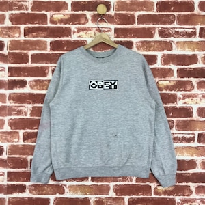 Vintage Obey Sweatshirt Box Logo Streewtwear jumper Pullover Size Medium