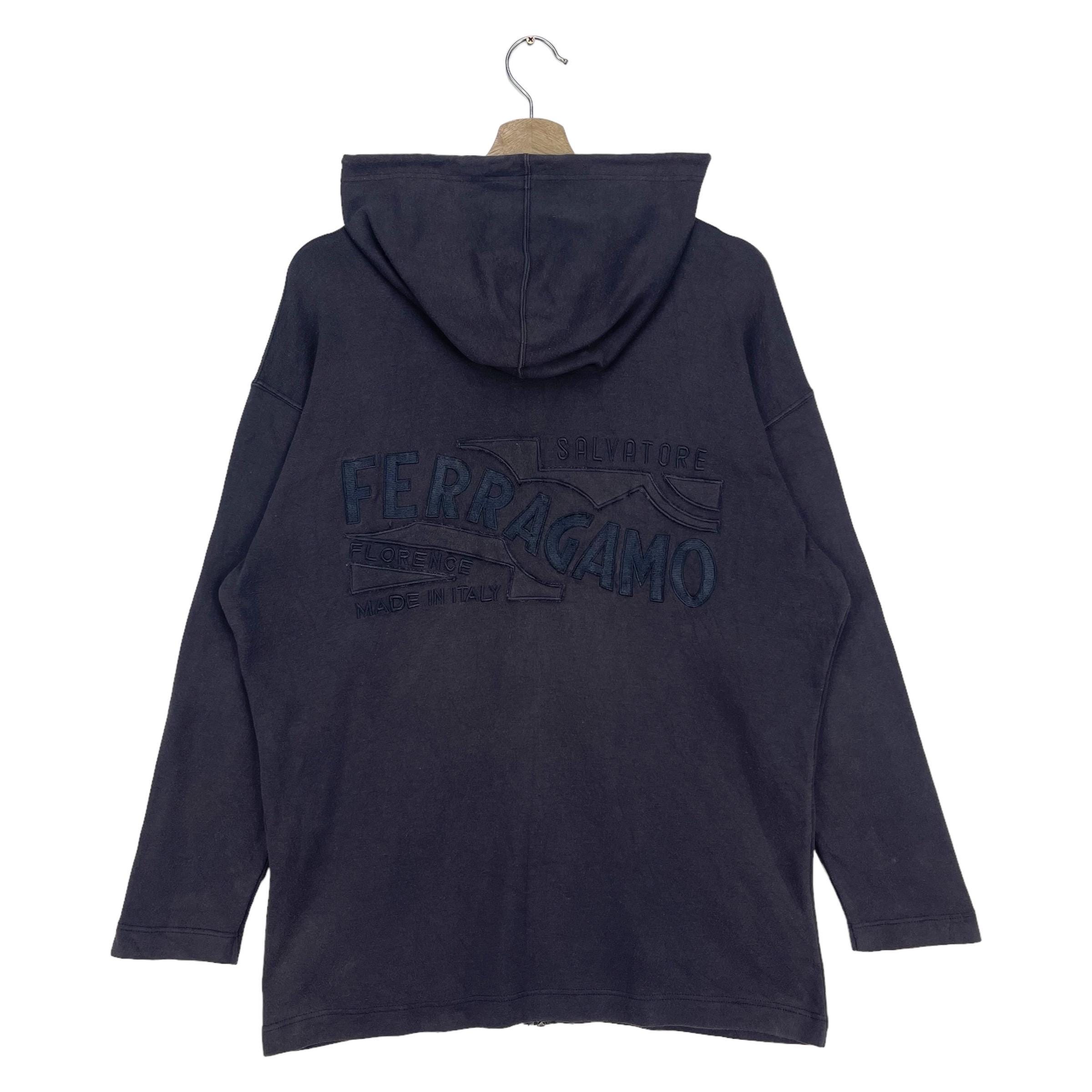 Vintage Salvatore Ferrgamo Sweater Zipper Hoodie Spell Out Big