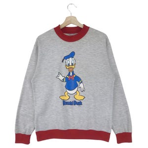 Vintage 90er Jahre Donald Duck Sweatshirt Großes Logo Disney Cartoon Pullover Pullover Sweatshirt Größe Medium