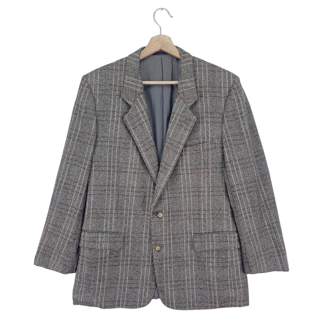 Vintage 90's Christian Dior Wool Blazer Button Checked CD Jacket