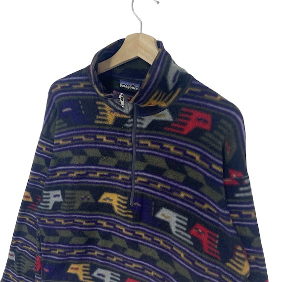 Vintage 1996 Patagonia Fleece Jacket Half Zip Multicolour Art