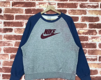 Vintage Nike Sweatshirt Crewneck Big Swoosh Logo Jumper Pullover Sweatshirt Size Medium