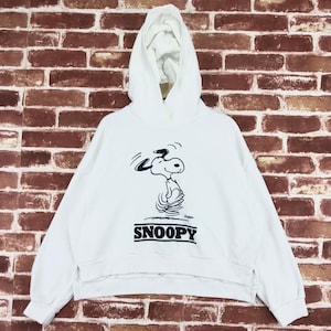 Vintage Snoopy Crop Top Sweatshirt Hoodie Big Logo Peanuts Cartoon Jumper Pullover Sweatshirt Size X-Large
