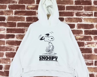 Sudadera con capucha vintage de Snoopy con logo grande y dibujos animados de Peanuts, talla extragrande