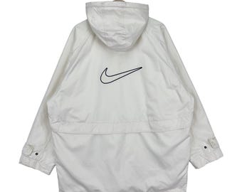 Vintage 90's Nike Jacket Hoodie Big Swoosh Logo Zipper/button