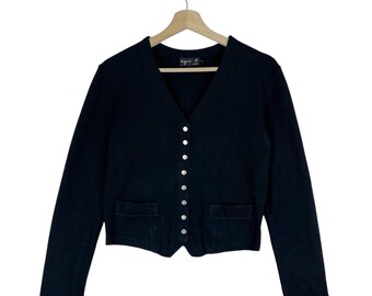 90s ~00s Vintage agnès b Sweat Cardigan agnès b. Women's Black Sweatshirt Cardigan, Size M - Vintage
