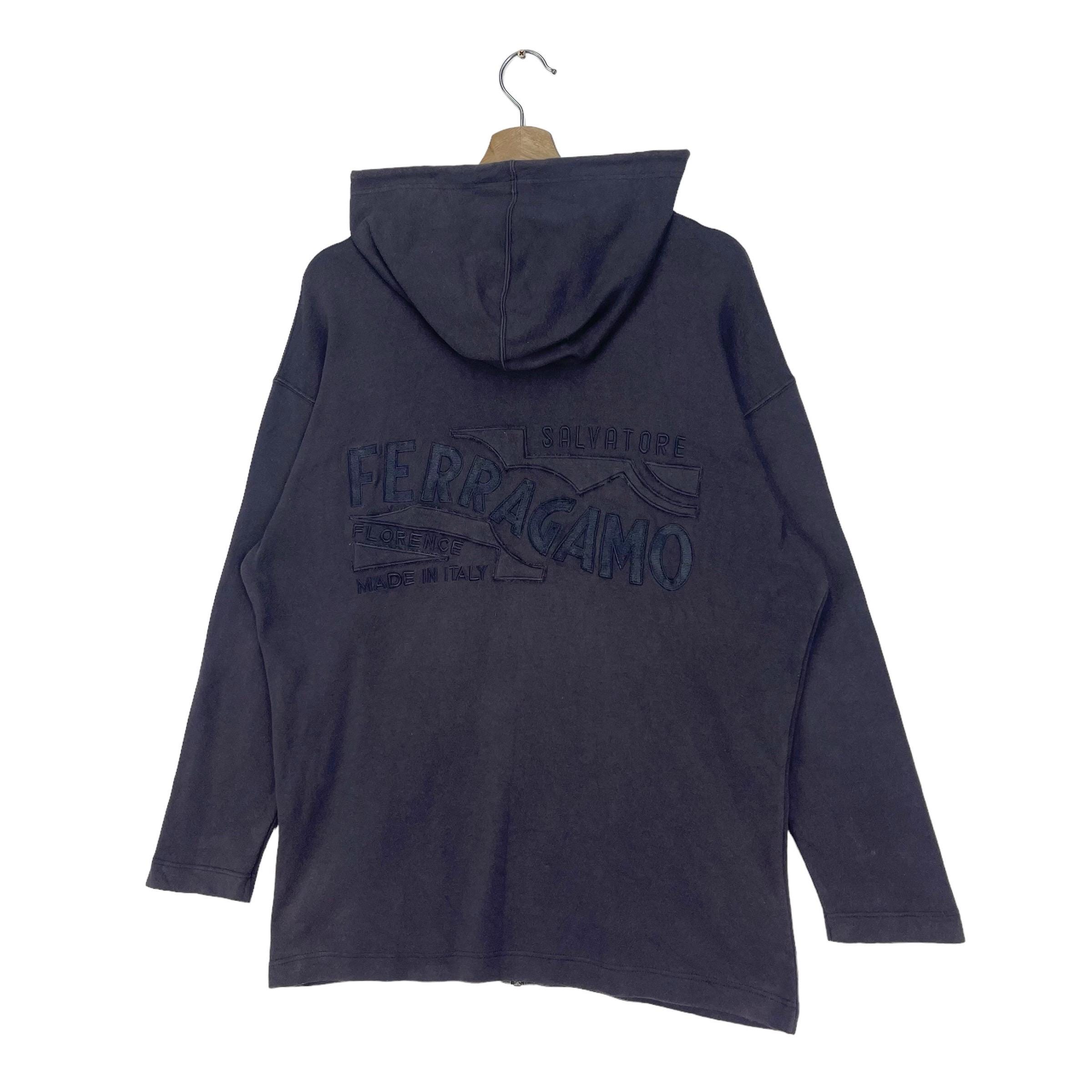Vintage Salvatore Ferrgamo Sweater Zipper Hoodie Spell Out Big