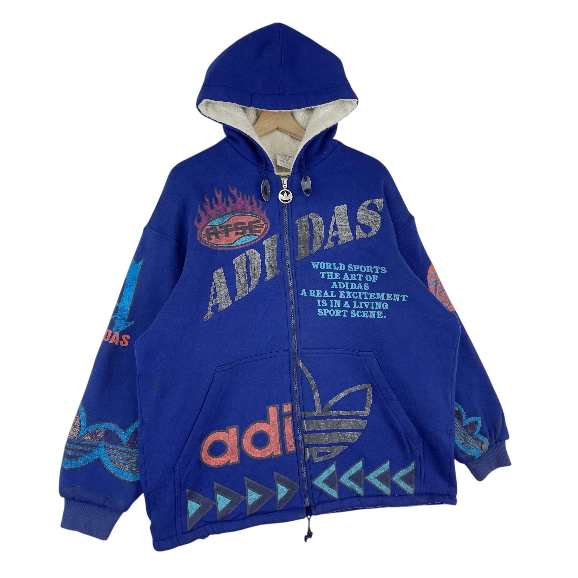 Vintage 90's Adidas Trefoil Hoodie Jacket Zipper Big Logo Atsc
