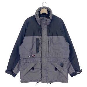 May include: A gray and black NISMO branded jacket with multiple pockets and a zipper closure.