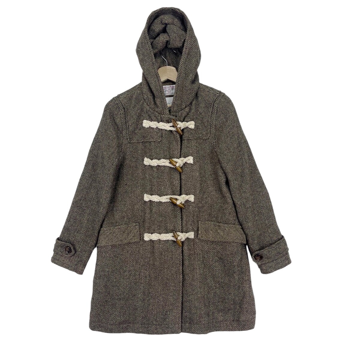 Vintage 90’s Harris Tweed Wool Duffle Coat Hoodie Toggle Button Harris ...