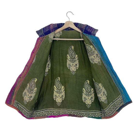 Vintage 80’s Mitra Multicolour Patchwork Wool Fla… - image 4