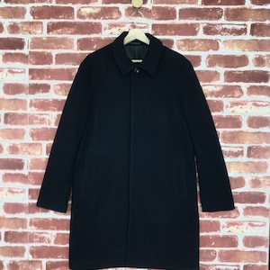 Vintage 90’s INED Black Wool Long Jacket Button Japanese Designer Long Coat Size Medium Made In Japan