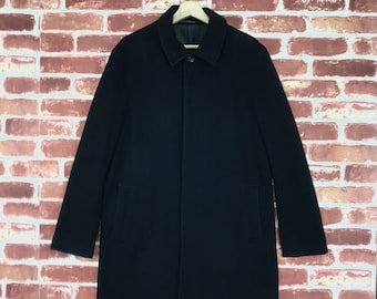 Vintage 90’s INED Black Wool Long Jacket Button Japanese Designer Long Coat Size Medium Made In Japan
