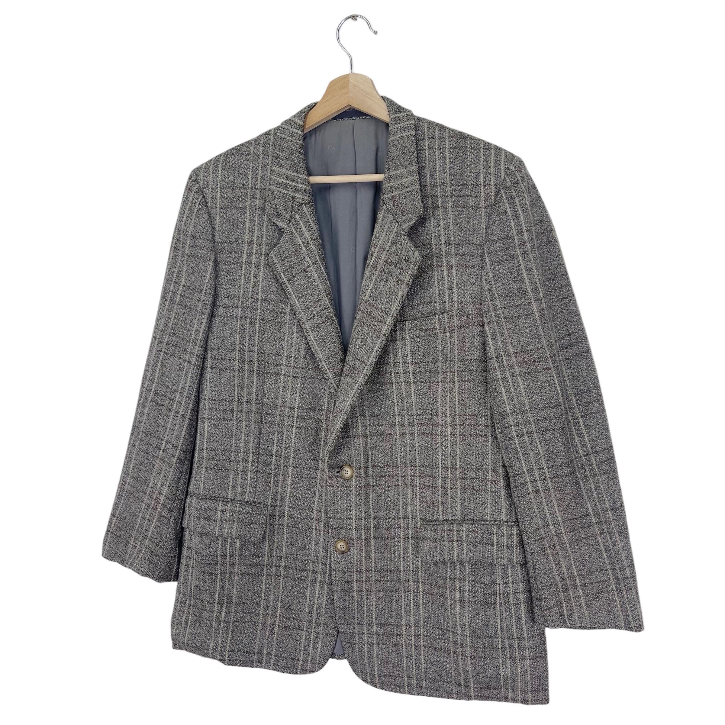 Vintage 90's Christian Dior Wool Blazer Button Checked CD Jacket