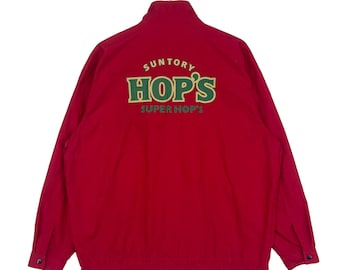 Vintage Suntory Hops Jacket Zipper/ Button Big Logo On Back Pine Malt Worker Light Jacket Size Large