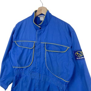 Vintage Subaru Team Racing Overall Jumpsuit Racing Logo Size Medium Made In Japan