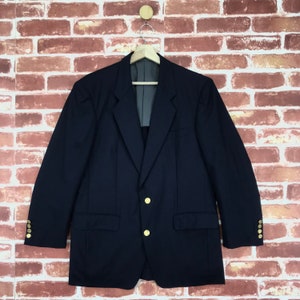 Vintage 90’s Christian Dior Blazer Gold Button Navy Blue CD Blazer Jacket Size Medium