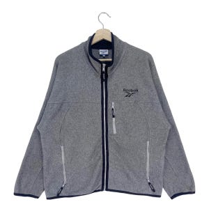 Vintage Reebok Classic Fleece Jacket Zipper Embroidered Logo Fleece Sweater Size Medium