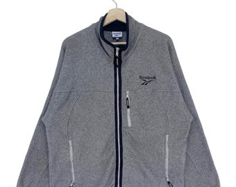 Vintage Reebok Classic Fleece Jacket Zipper Embroidered Logo Fleece Sweater Size Medium