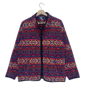 Chaqueta polar vintage Patina Club de los años 90 con cremallera, estilo artístico, navajo y nativo, para surfsnow, talla mediana