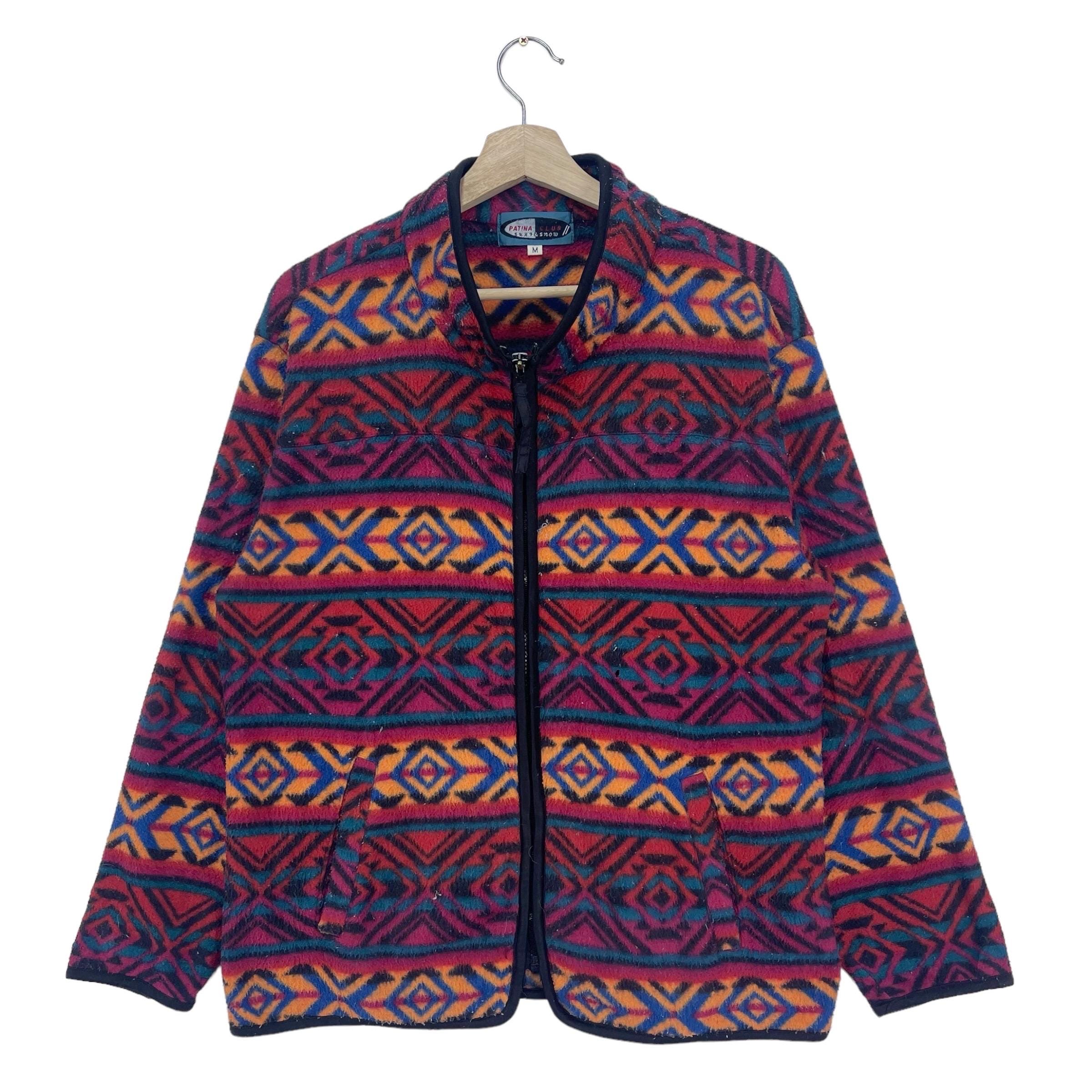 Vintage 90's Patina Club Fleece Jacket Zipper Art/navajo/native