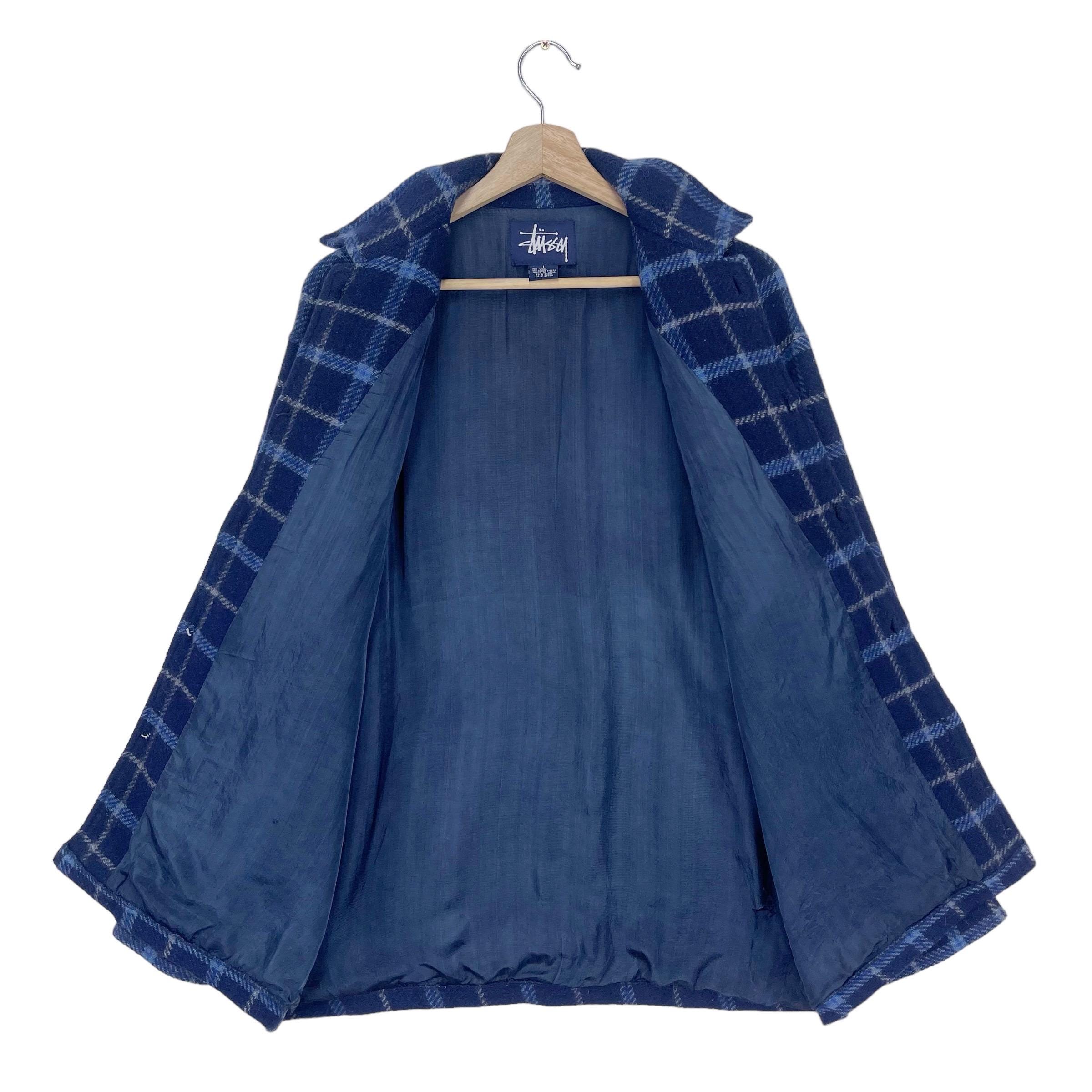 Vintage Stussy Flannel Wool Jacket Button Check Plaid Patch Pocket