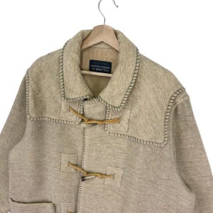 Vintage jaren 90 United Colors Of Benetton plunjejas mix knoop mix wolbeige plunjezak maat X-Large Made in Italy