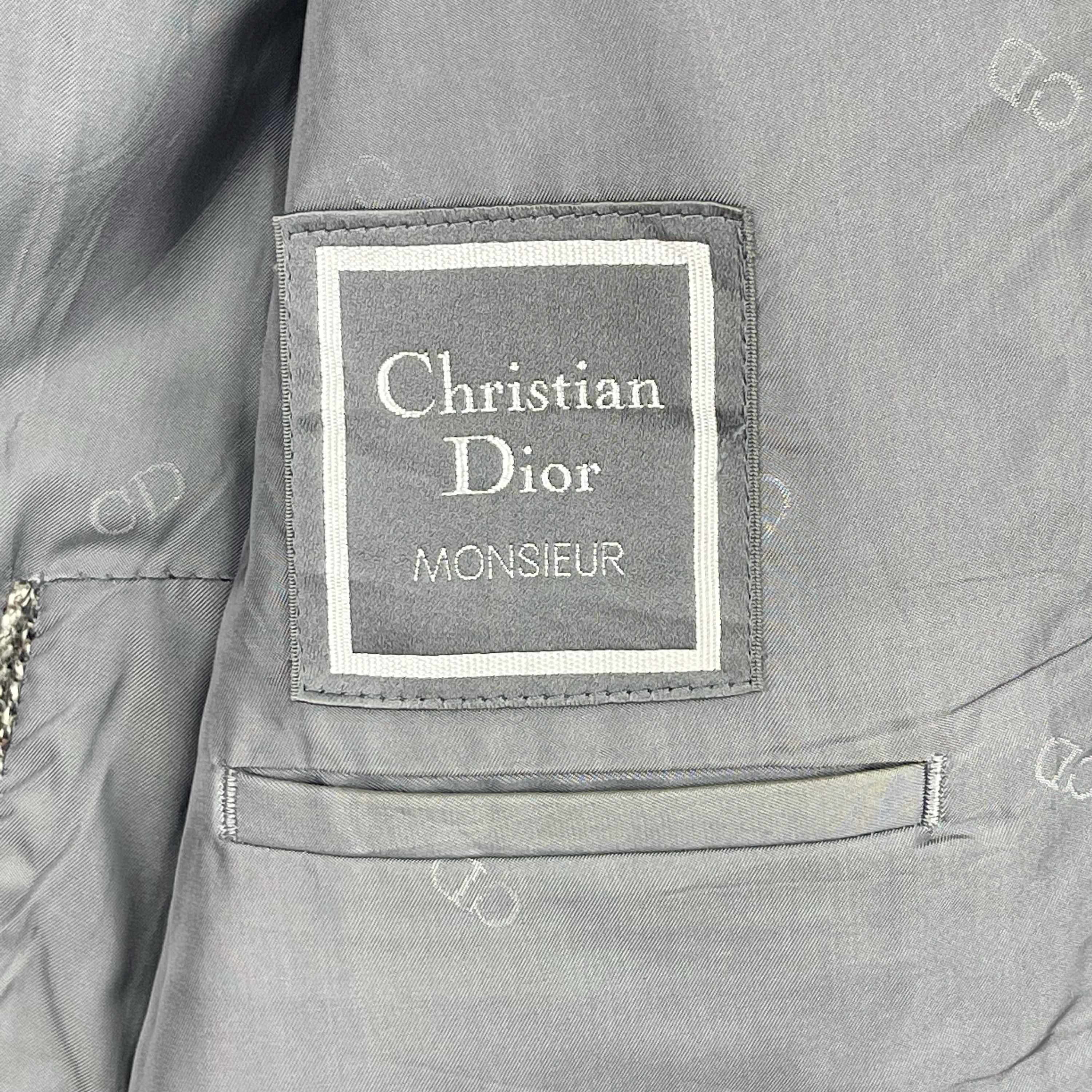Vintage 90's Christian Dior Wool Blazer Button Checked CD Jacket