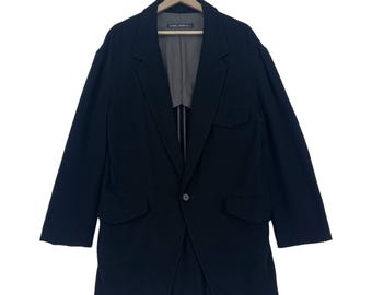 Amazing Limi Feu By Yohji Yamamoto Blend Wool Coat Button Fashion Designer Black Coat Size Medium Made In Japan