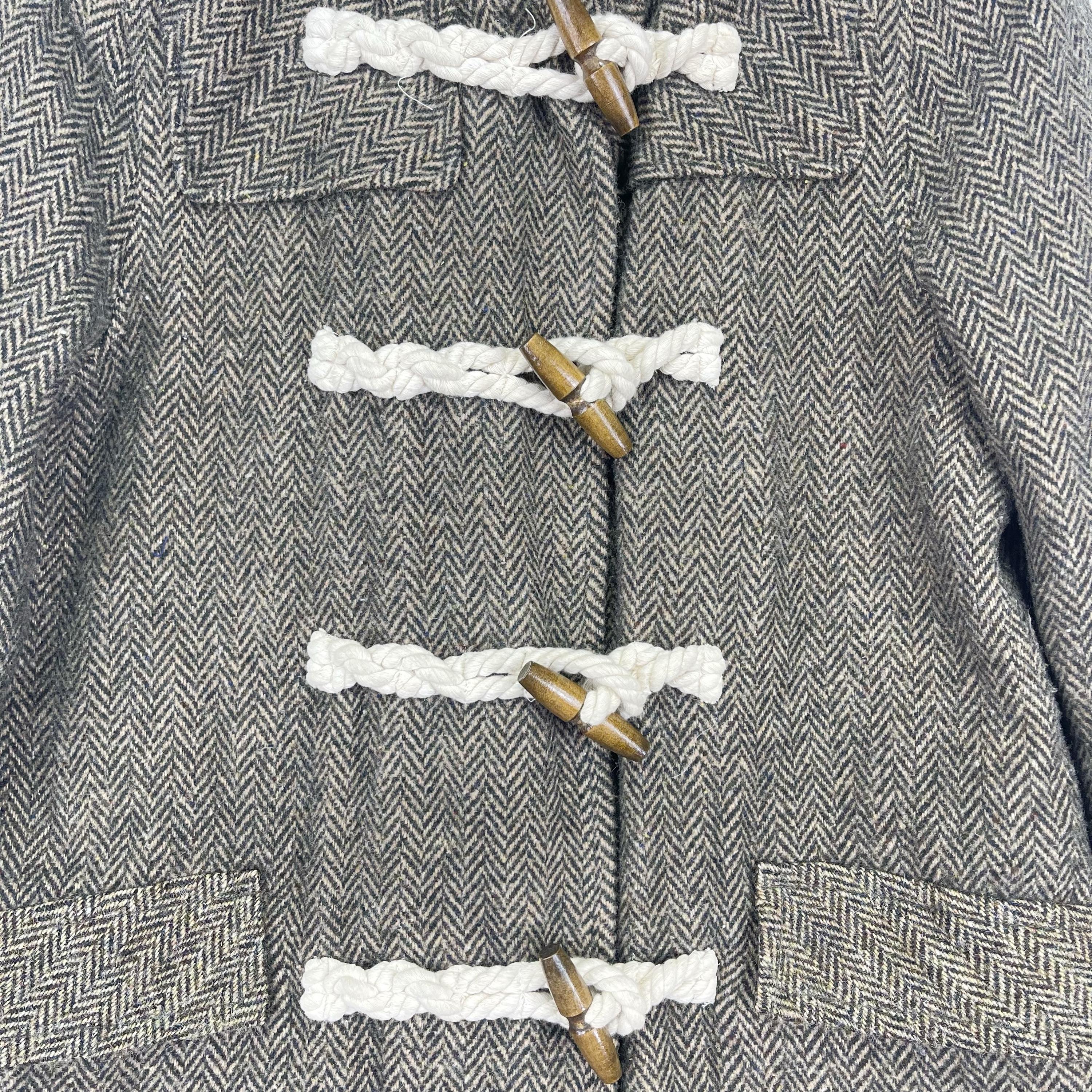Vintage 90’s Harris Tweed Wool Duffle Coat Hoodie Toggle Button Harris ...