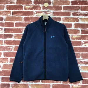 Vintage Nike Fleece Zipper Sweater Embroiderey Swoosh Logo Nike Blue Fleece Size Medium