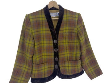 ジャケット・アウター yves Saint Laurent check bloson 1990s Yves Saint Laurent Pour Homme 1990s Tartan Checkered Blazer Jacket