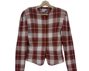 Vintage Norma Kamali Cardigan Snap Button Check Design Fashion Designer Cardigan Size Medium