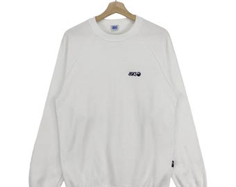 Vintage 90’s Asics Sweatshirt Embroidered Classic Logo Pullover Jumper Sweatshirt Size Medium Made In Japan