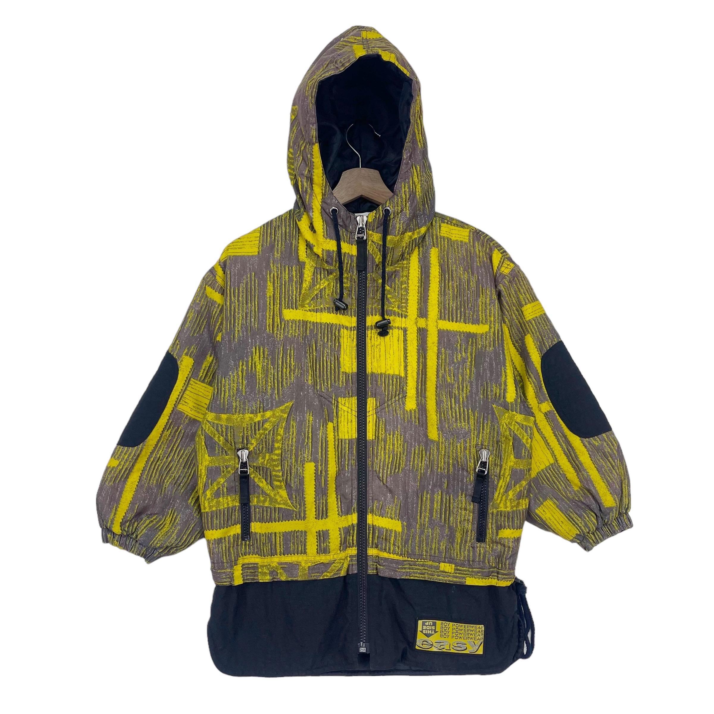 Vintage Boy Power Wear Winter Jacket Hoodie Art Design Outdoorsman/Skiwear/Zipper Multicolour Skii Jacket Size Medium