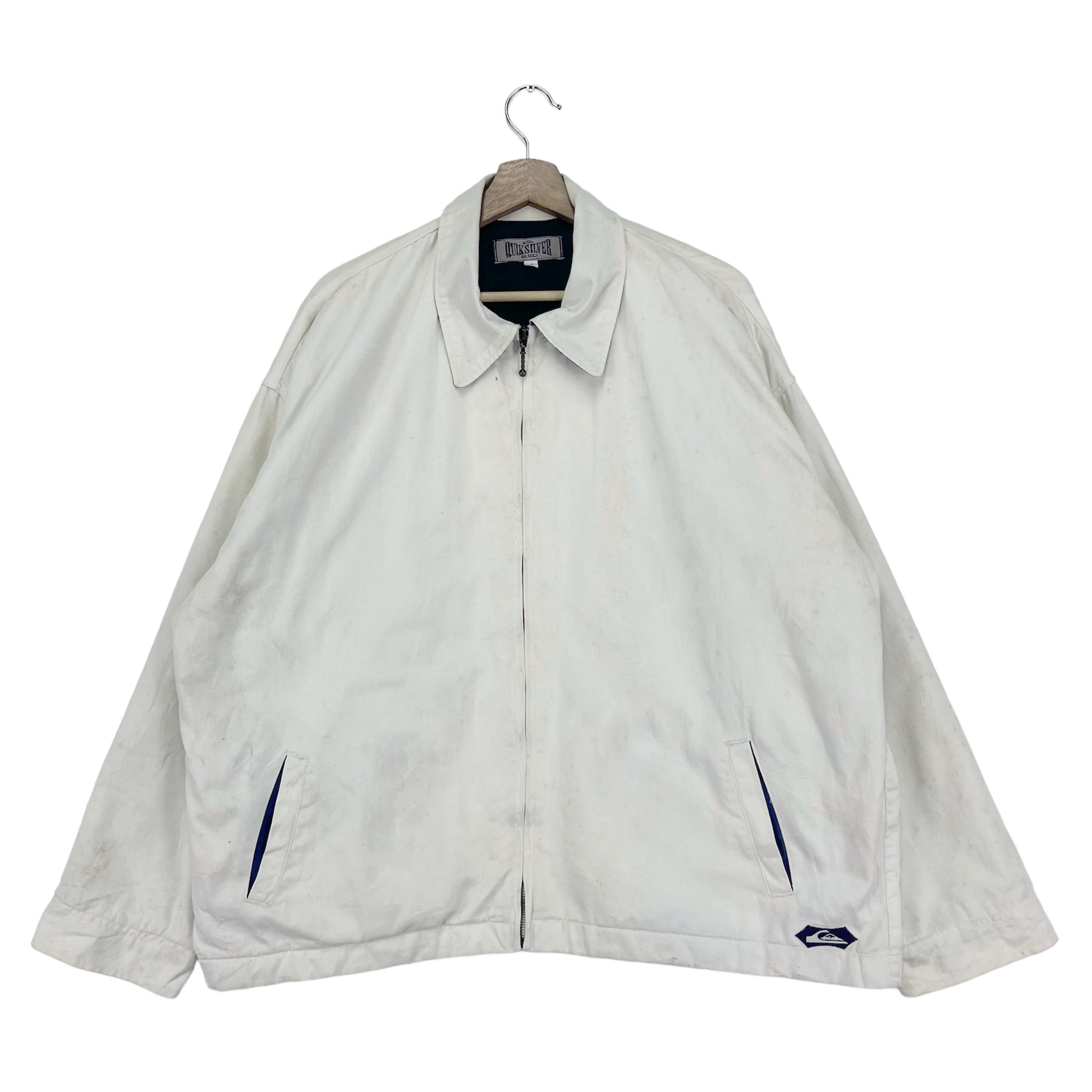 Vintage Quiksilver Jacket Zipper Patch Logo Design Surfwear White - Main Image