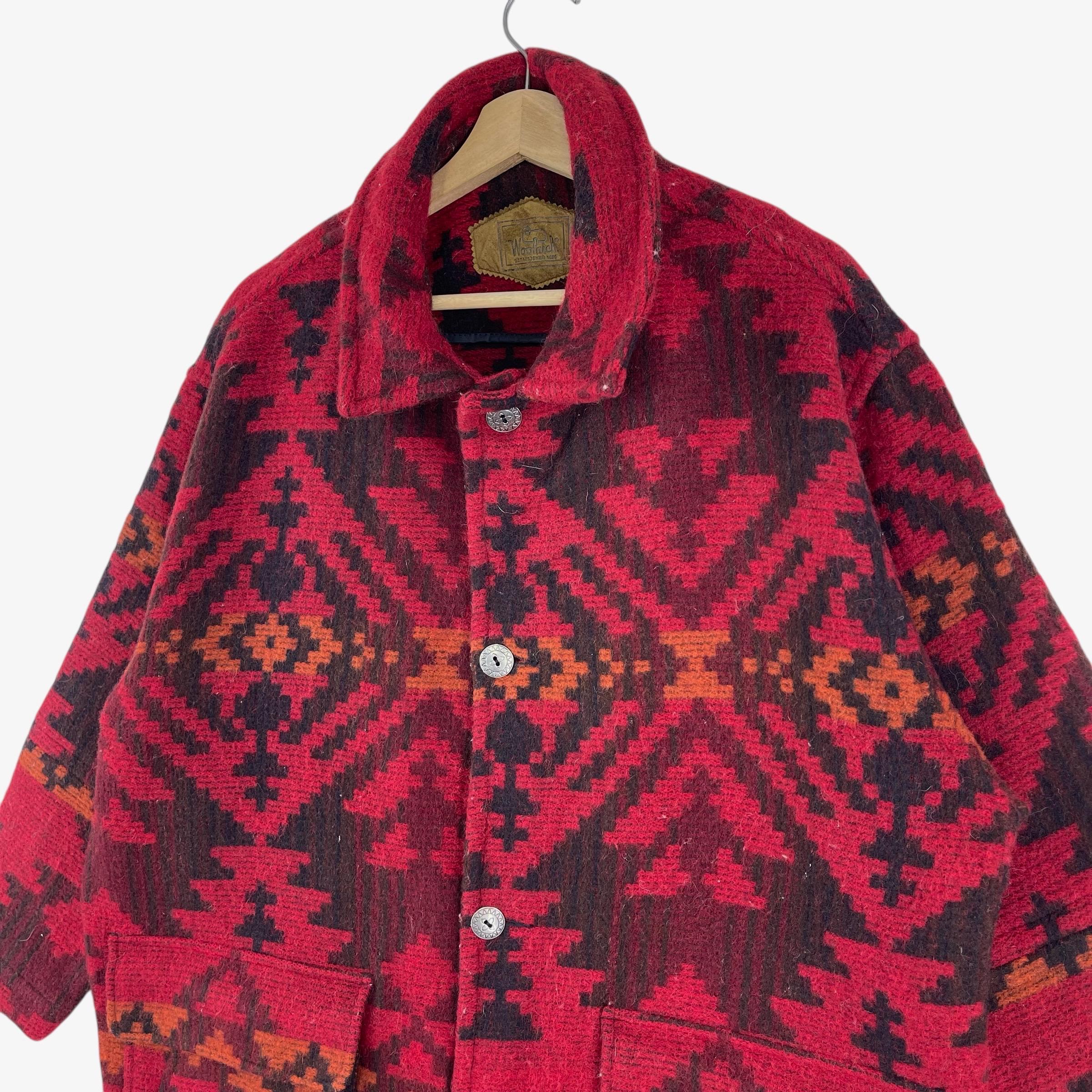 Vintage 80's Woolrich Woolen Multicolour Wool Jacket Aztec
