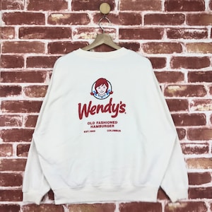 Vintage Wendys Hamburger Sweatshirt Big Logo American Top Fast Food Jumper Pullover Sweatshirt Size X-Large