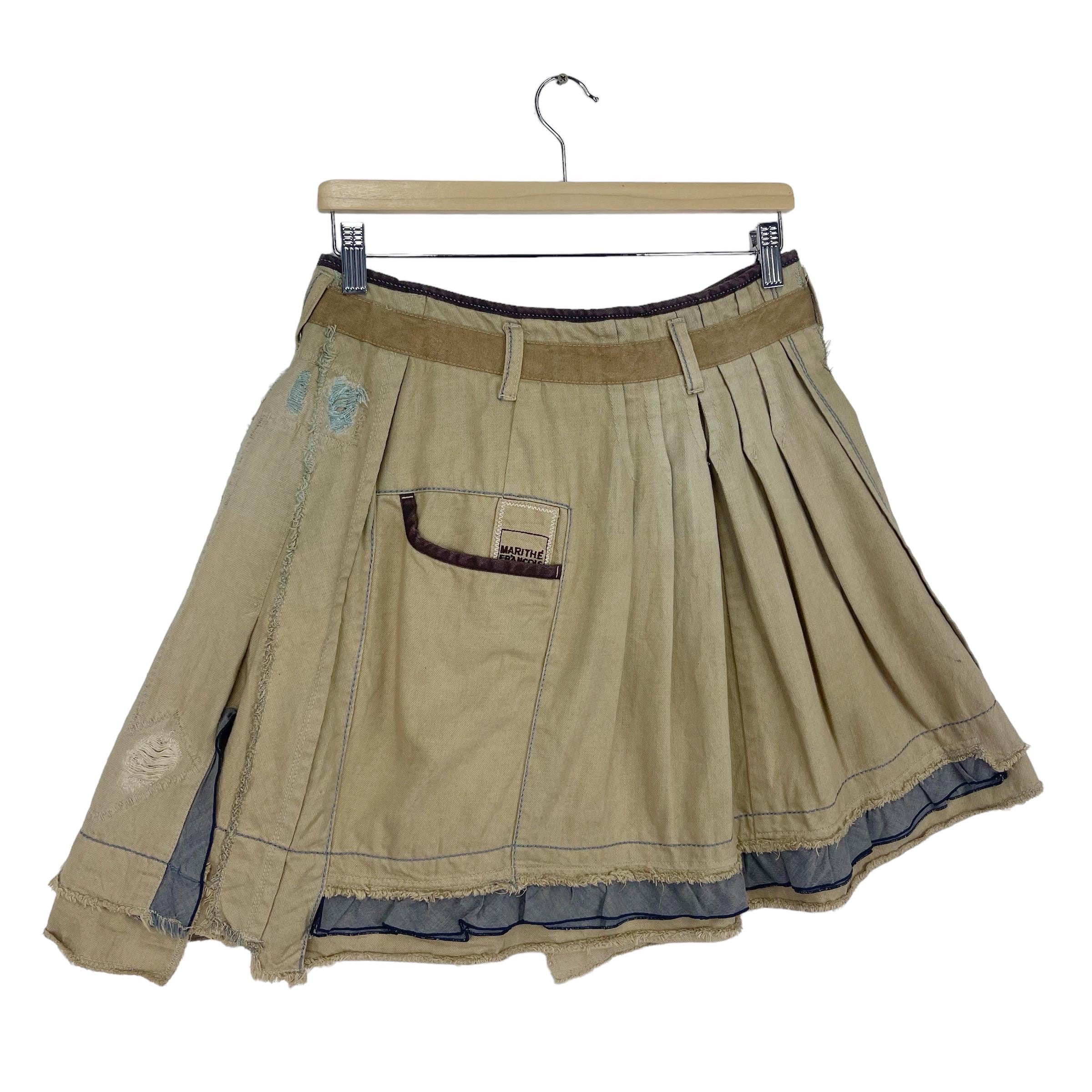 MARITHE+FRANCOIS GIRBAUD 変形スカート コットンリネン Vtg 1990's Marithe Francois Girbaud Extra High Waist Layered