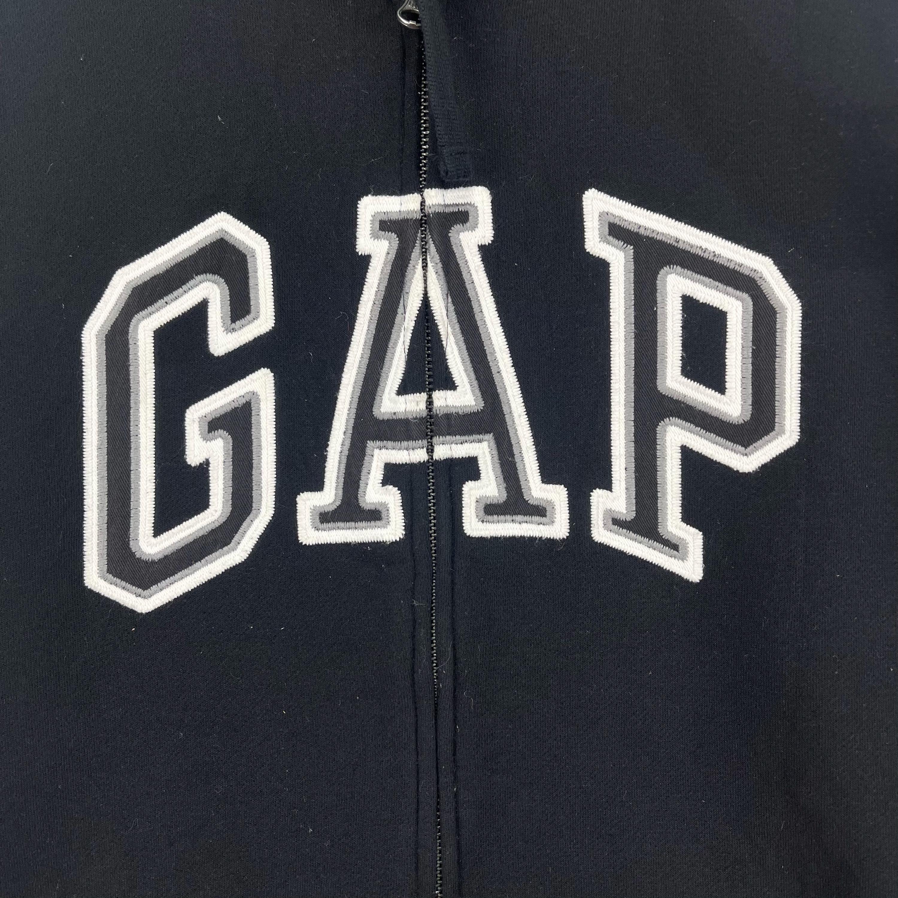 Vintage Gap Sweatshirt Hoodie Zipper Spell Out Big Logo Black