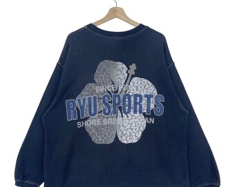 Vintage RYU Sport Surfboards Sweatshirt Big Logo Surfwear Hawaii Single pocket Sweatshirt Size X-Large