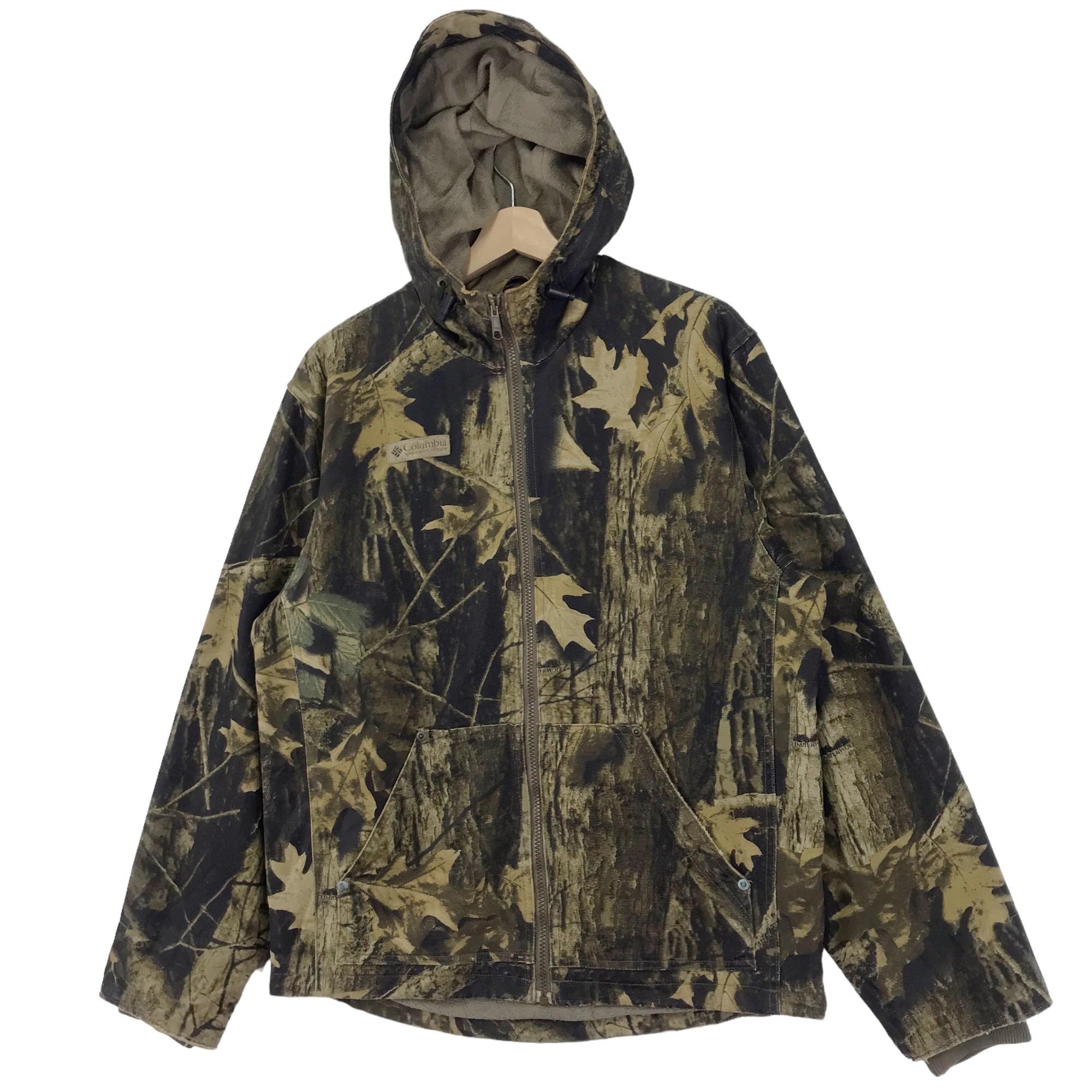 ・Columbia real tree camo wool hunting ja Vintage Columbia Hunting Jacket Hoodie Fleece Lined/real