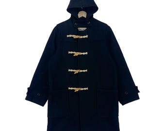 Vintage Schott Duffle Coat Toggle Button Wool Hoodie Jacket Size