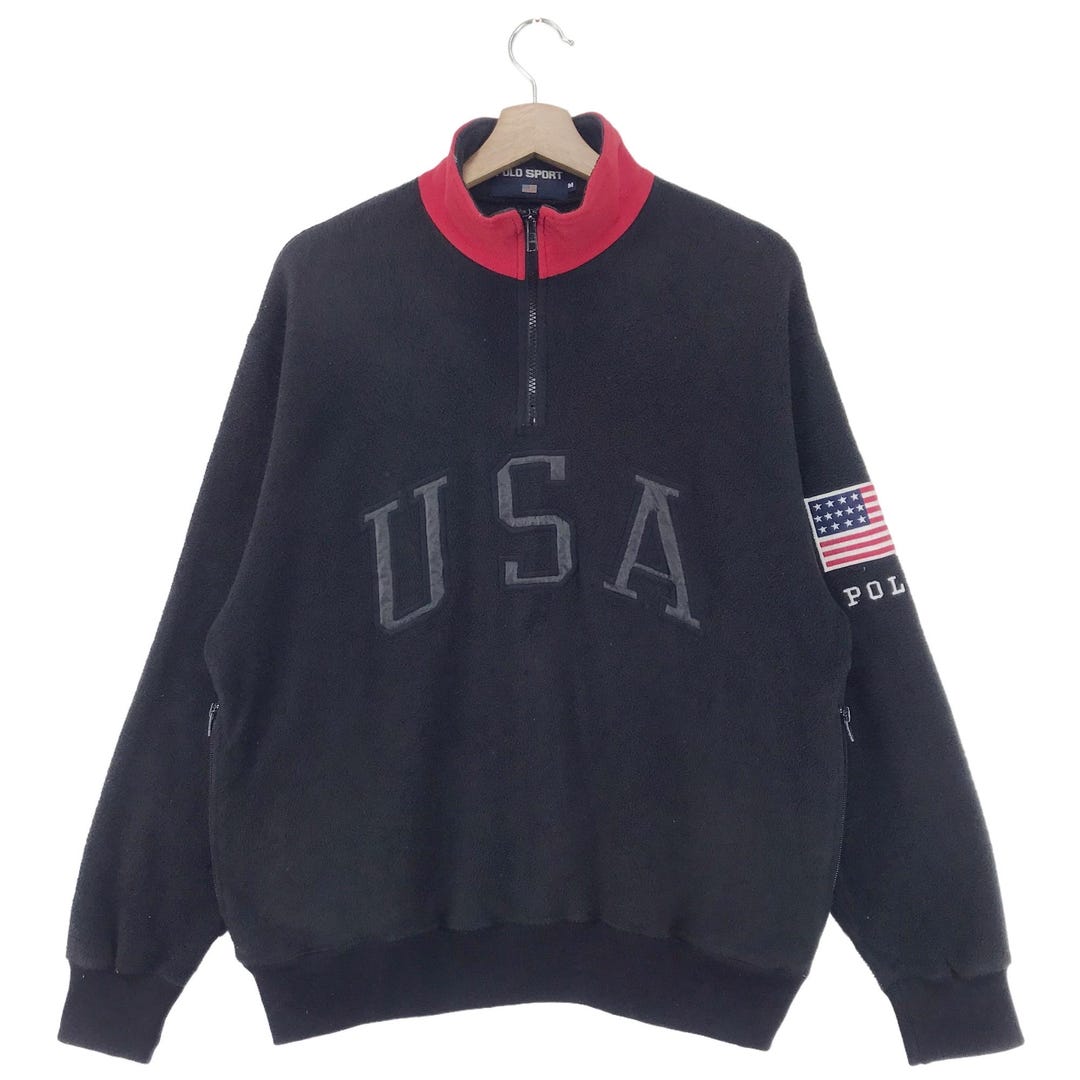 Vintage 90's Polo Ralph Lauren Fleece Half Zip Embroidered Big