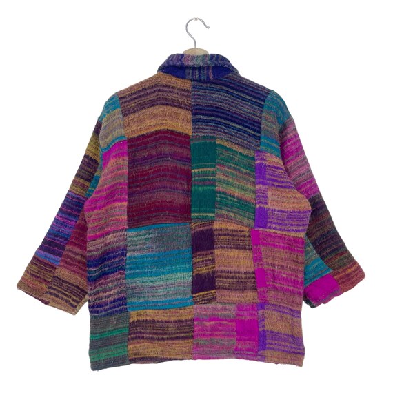 Vintage 80’s Mitra Multicolour Patchwork Wool Fla… - image 3